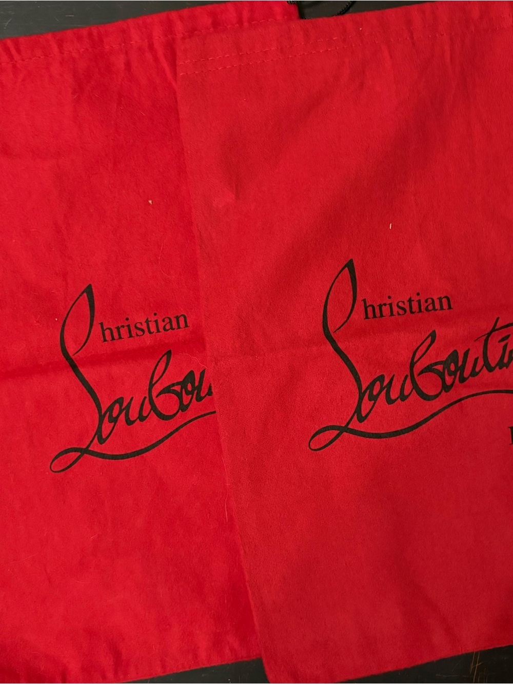 Christian Louboutin Red Dust Bag with Black Logo (Pair)